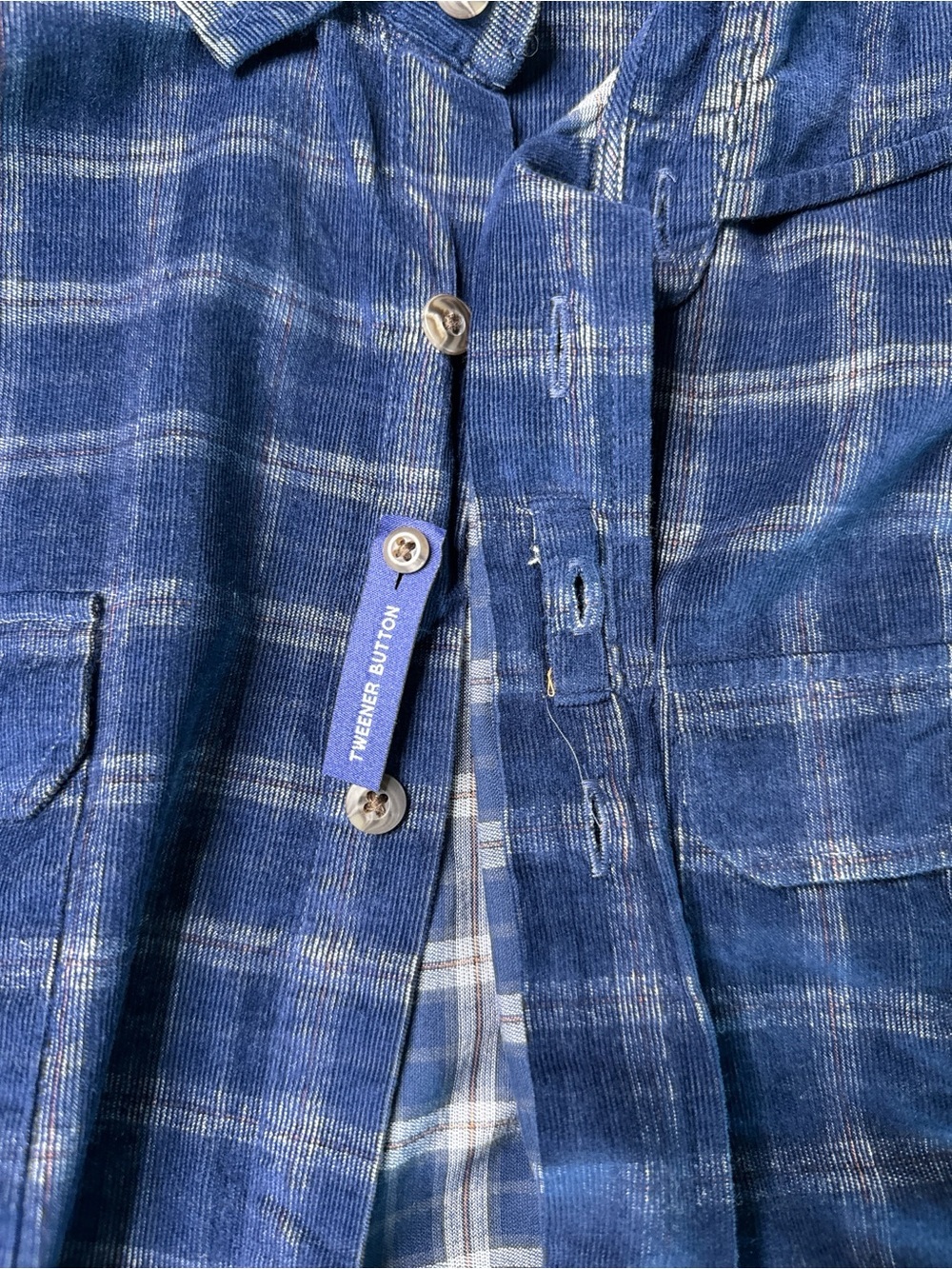 Johnnie-O Shearer Corduroy Button-Down Shirt Blue Plaid Size XXL NWT - Picture 10 of 16